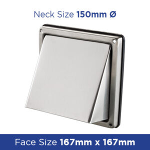 Buy Grille Cowl Square Stainless Steel 150 dia VEMVM152VN Online - External Ventilation Grilles - 1 - NZ Depot Trade