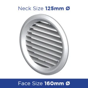 Buy Grille Round louvrd core wall/ceiling 125mm with round flang VEMV125BVS Online - External Ventilation Grilles - 1 - NZ Depot Trade