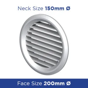Buy Grille Round louvrd wall/ceiling 150mm w rnd flange&screen VEMV150BVS Online - External Ventilation Grilles - 1 - NZ Depot Trade