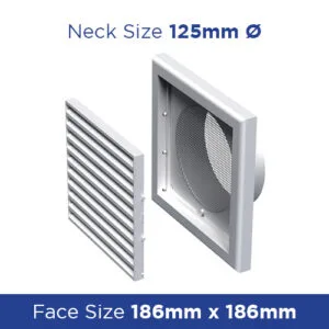 Buy Grille louvrd core wall/ceiling 125spigot 186sq &screen VEMV120VS Online - External Ventilation Grilles - 1 - NZ Depot Trade