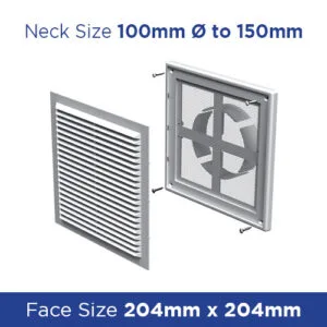 Buy Grille louvre wall/ceil 100-150spigot 204x204sq variable dia VEMV150VDS Online - External Ventilation Grilles - 1 - NZ Depot Trade