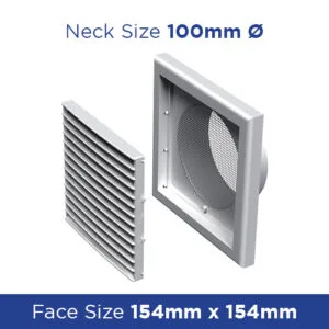 Buy Grille parallel core wall/ceil 100spigot 154x154sq wScreen VEMV101VS Online - External Ventilation Grilles - 1 - NZ Depot Trade