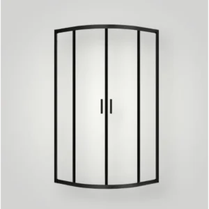 Buy Shower Glass - ZENITH Series ROUND FRONT Twin Sliding Doors (900x900x1950mm) - Matt Black Online - Shower Enclosures - Curve Shower - 1 - NZ Depot Delivery