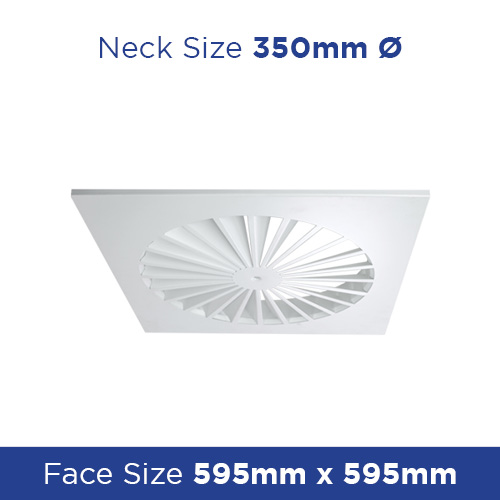 Square Swirl Diffuser 595x350 fixed blade - Swirl Diffusers - SHSD595-350 3 Buy Square Swirl Diffuser 595x350 fixed blade SHSD595-350 Online - Swirl Diffusers - 1 - NZ Depot Trade