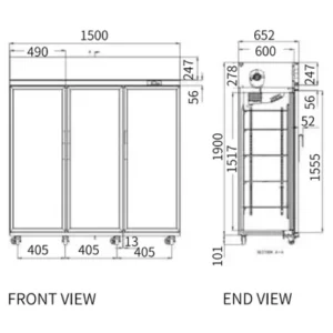 Buy Triple Glass Door Upright Display Fridge LC-1500FS Online - Commercial Fridges - 2 - NZ Depot Delivery