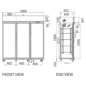Buy Triple Glass Door Upright Display Fridge LC-1800FS Online - Commercial Fridges - 2 - NZ Depot Delivery