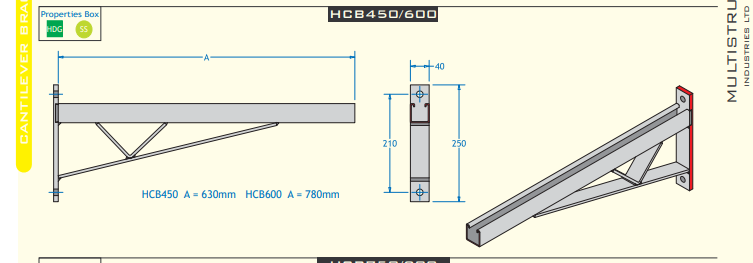 USL Multistrut Industries Hvy Duty Cantilever Bracket X2 PWBCL450 | Mounting Systems 1 Buy USL Multistrut Industries Hvy Duty Cantilever Bracket X2 PWBCL450 Front View