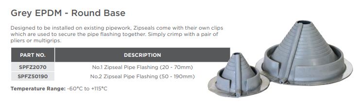 Aspen Pumps No.2 Zipseal Pipe Flashing (50mm-190mm) 1 Buy Aspen Pumps No.2 Zipseal Pipe Flashing (50mm-190mm) N0469 - Penetrations Online NZ Depot 1