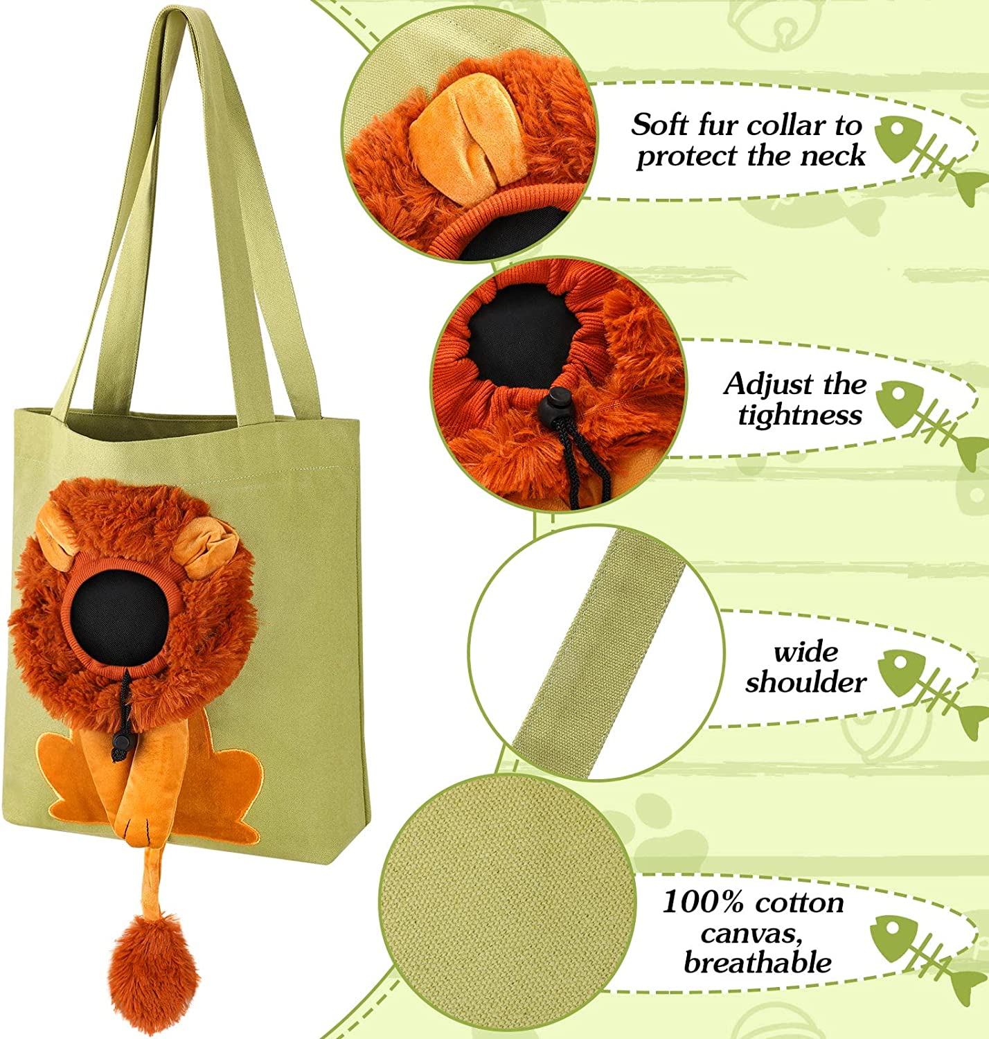 Anypet Cat Handbag 40cm Light Green 3D Lion Soft Collar Pets Carrier Luggage Small Dog Travel Tote Bag With Pet Canvas - PG1-PPBG-IR-B - Animals & Pet Supplies - 6 - NZ DEPOT Buy Anypet Cat Handbag 40cm Light Green 3D Lion Soft Collar Pets Carrier Luggage Small Dog Travel Tote Bag With Pet Canvas Online - Animals & Pet Supplies - 6 - NZ Depot Free Shipping