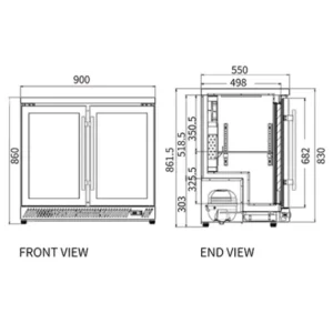 Buy Under Bench Double Door Bar Cooler BT-900FS/F Online - Commercial Fridges - 2 - NZ Depot Delivery