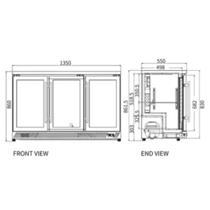 Buy Under Bench Triple Door Bar Cooler BT-1350FS/F Online - Commercial Fridges - 2 - NZ Depot Delivery