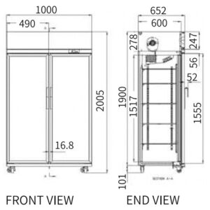 Buy Double Glass Door Upright Display Fridge LC-1000FS Online - Commercial Fridges - 2 - NZ Depot Delivery