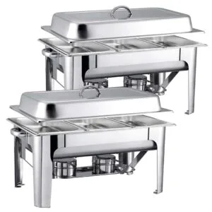 Buy SOGA 2X 9L Stainless Steel 3 Pans Bain-marie Chafing Catering Dish Buffet Food Warmer Online - Furniture/Kitchen & Dining Room Furniture/Buffets, Sideboards & Kitchen Islands - 1 - NZ Depot Free Shipping