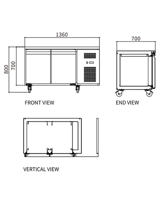 Stainless Steel Double Door Workbench Freezer GNF1360T2 - GNF1360T2 - Snow Village Commercial Fridge - 2 - NZ Depot Buy Stainless Steel Double Door Workbench Freezer GNF1360T2 Online - Commercial Freezers - 2 - NZ Depot Delivery