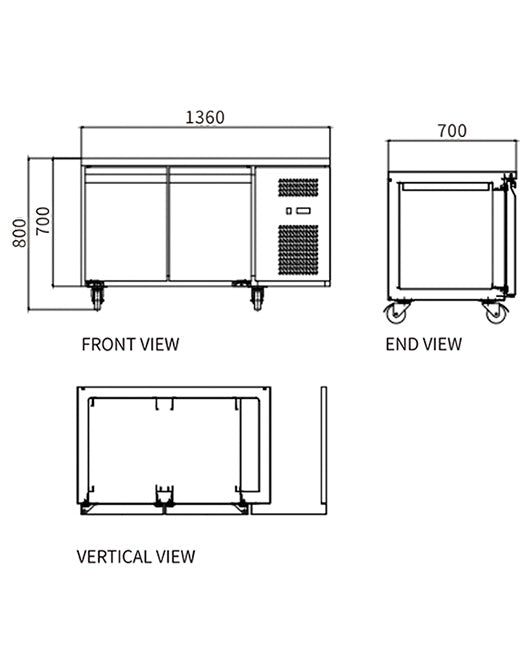 Stainless Steel Double Door Workbench Freezer GNR1360T2 - GNR1360T2 - Snow Village Commercial Fridge - 2 - NZ Depot Buy Stainless Steel Double Door Workbench Freezer GNR1360T2 Online - Commercial Fridges - 2 - NZ Depot Delivery