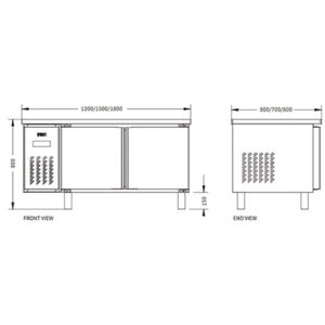 Buy Stainless Steel Double Glass Door Workbench Fridge PLR-12B2 (600MM) Online - Commercial Fridges - 2 - NZ Depot Delivery