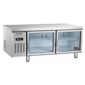 Buy Stainless Steel Double Glass Door Workbench Fridge PLR-15B2(600MM) Online - Commercial Fridges - 1 - NZ Depot Delivery