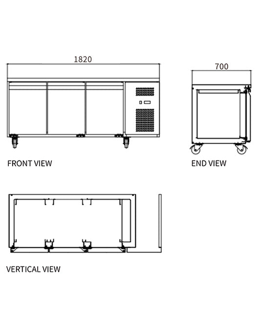 Stainless Steel Triple Door Workbench Freezer GNF1820T3 - GNF1820T3 - Snow Village Commercial Fridge - 2 - NZ Depot Buy Stainless Steel Triple Door Workbench Freezer GNF1820T3 Online - Commercial Freezers - 2 - NZ Depot Delivery