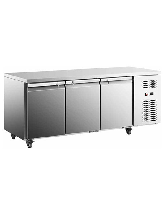 Stainless Steel Triple Door Workbench Freezer GNF1820T3 | Commercial Refrigeration | Snow Village 1 Buy Stainless Steel Triple Door Workbench Freezer GNF1820T3 Online - Commercial Freezers - 1 - NZ Depot Delivery