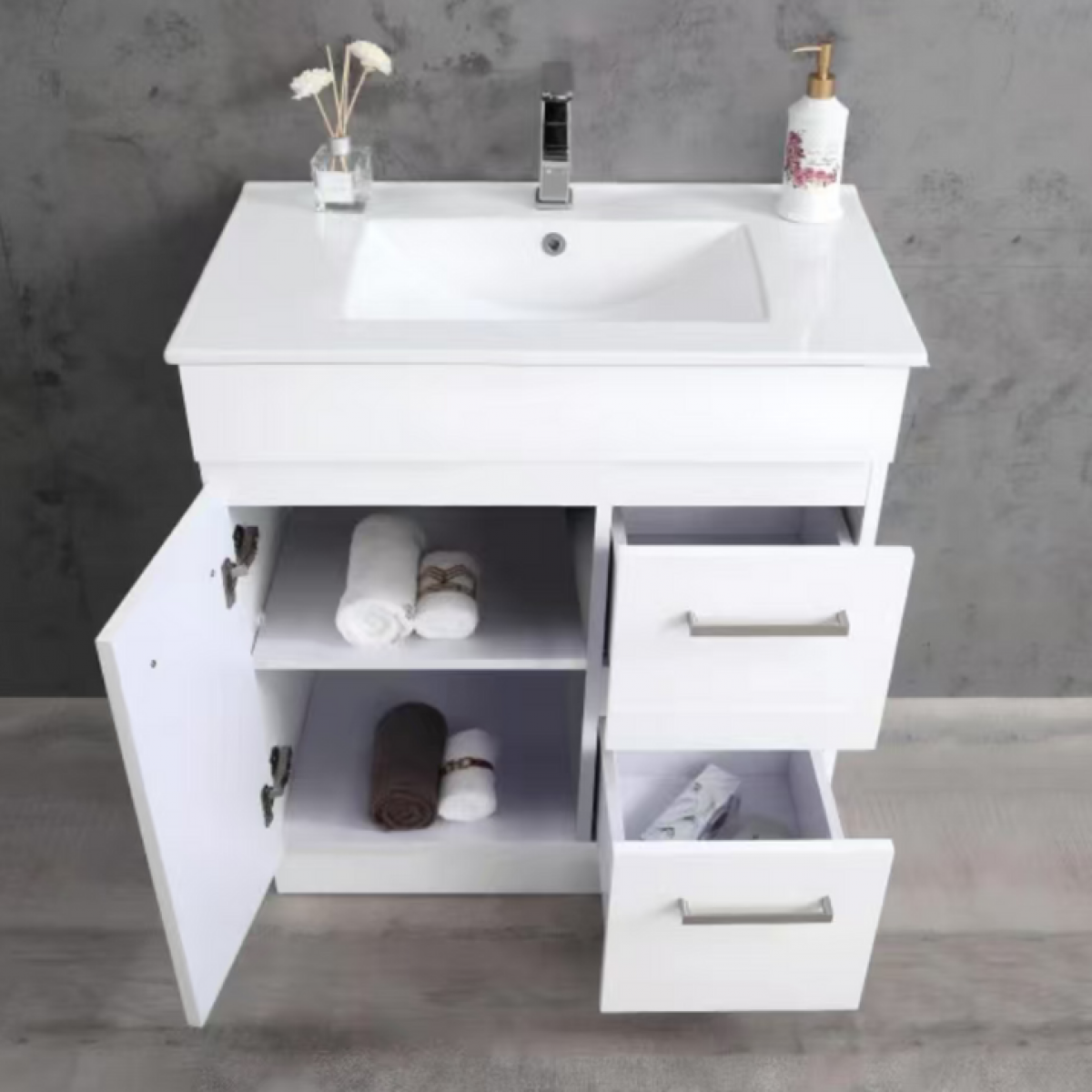Vanity - Misty Series 700F White - 100% Water Proof - T700F - White - Vanities - 3 - NZ DEPOT Bathroom Buy Vanity - Misty Series 700F White - 100% Water Proof Online - Vanities - Freestanding - Square Basin - 3 - NZ Depot Delivery