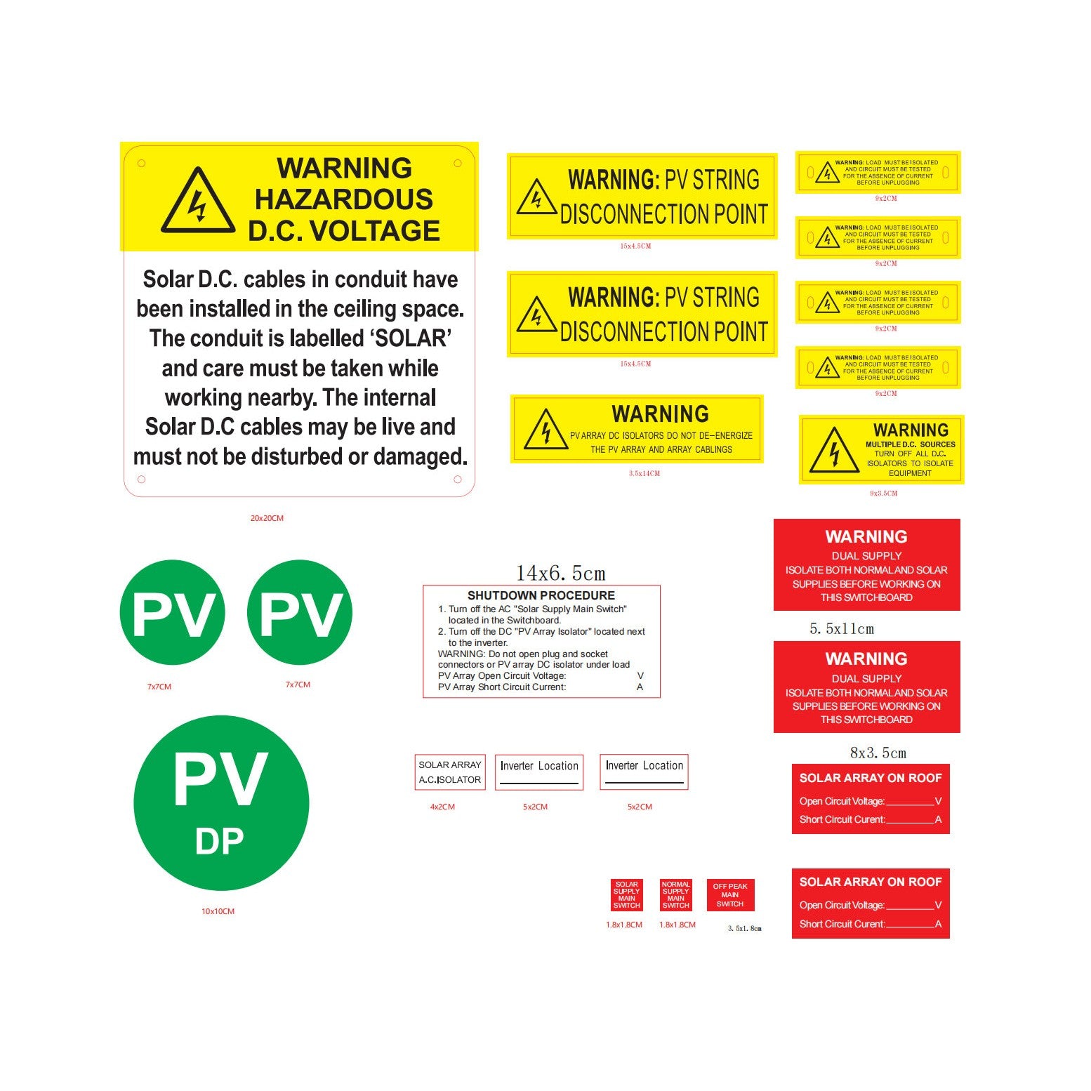 Solar Label Kit - Value Pack - Lithium Battery Lables included 1 Solar Label Kit - - SL-LABEL front view | NZ Depot