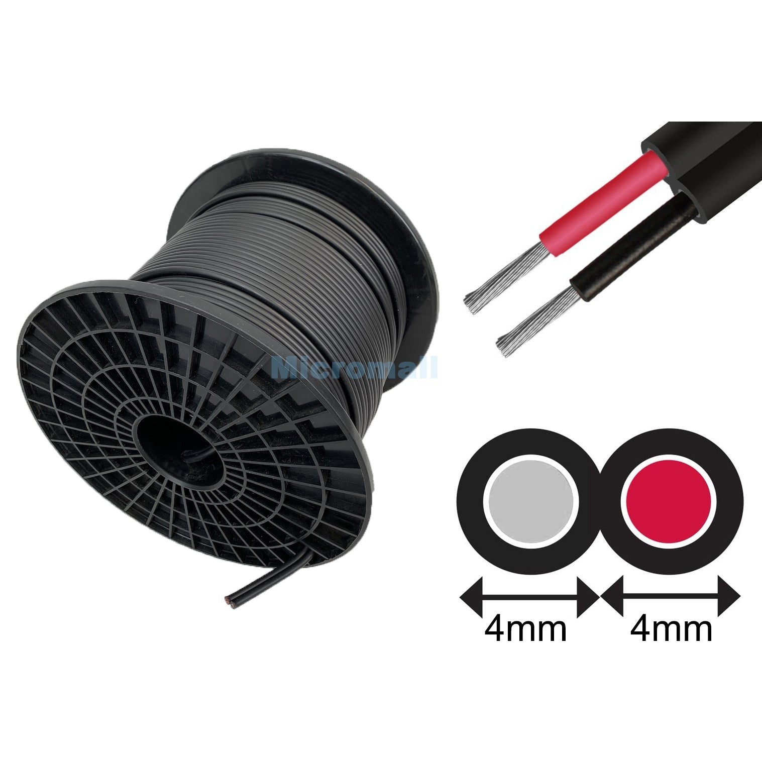 Premium 4mm² Twin Core Solar Cable UV Protected AS/NZS Standards - Per Meter 1 Premium 4mm² Twin Core - CABLE4D-M front view | NZ Depot