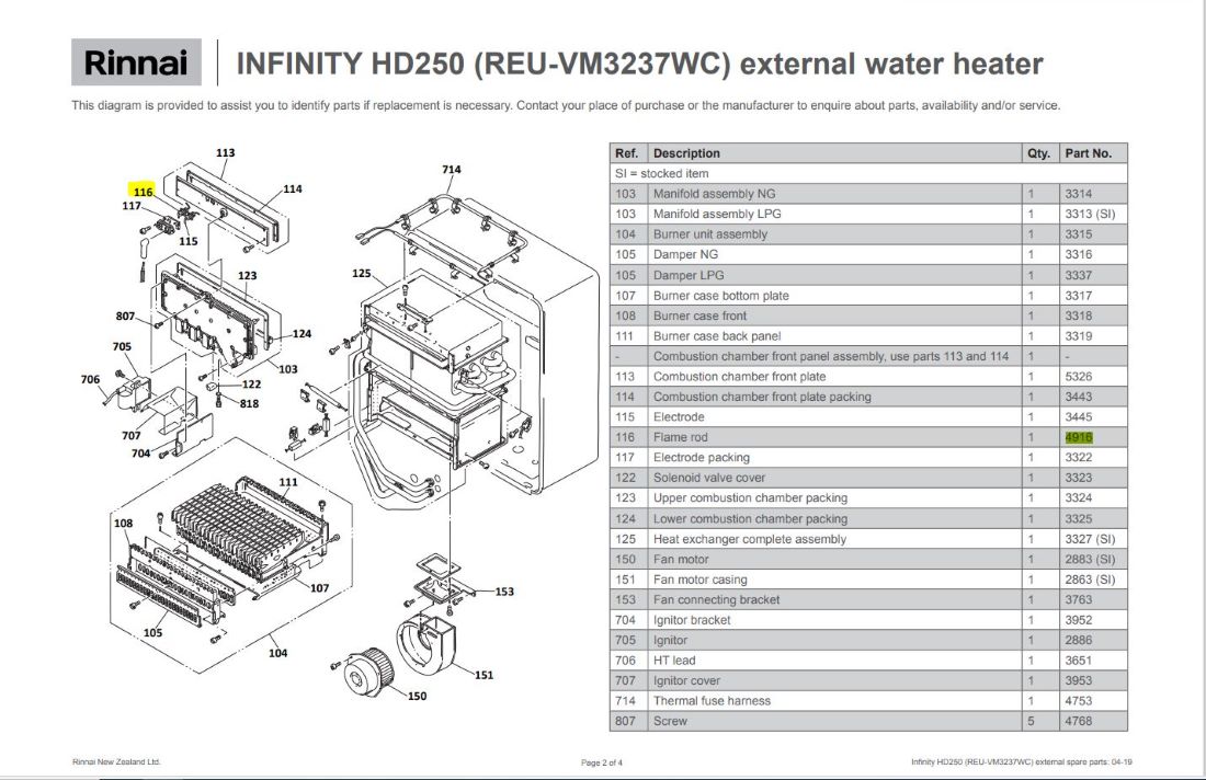 Rinnai RIN-4916 - FR Electrode V/xr Series Inf 1 Rinnai RIN-4916 - FR Electrode V/xr Series Inf | NZ Depot