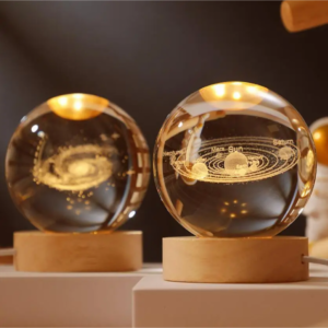 Buy 6cm Crystal Ball Laser Engraved Glass Sphere with Wooden USB Base Online - Home Decor -  - 1 - NZ Depot Delivery