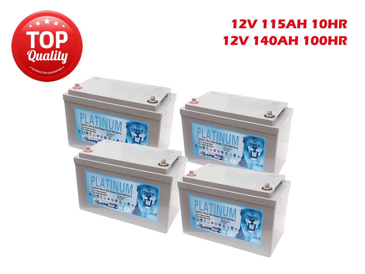 4X 2026 Platinum Lead Acid AGM + GEL 2.0 115Ah 140Ah 12V Deep Cycle Battery 1 4X 2026 Platinum Lead - BTG-140A-4 front view | NZ Depot