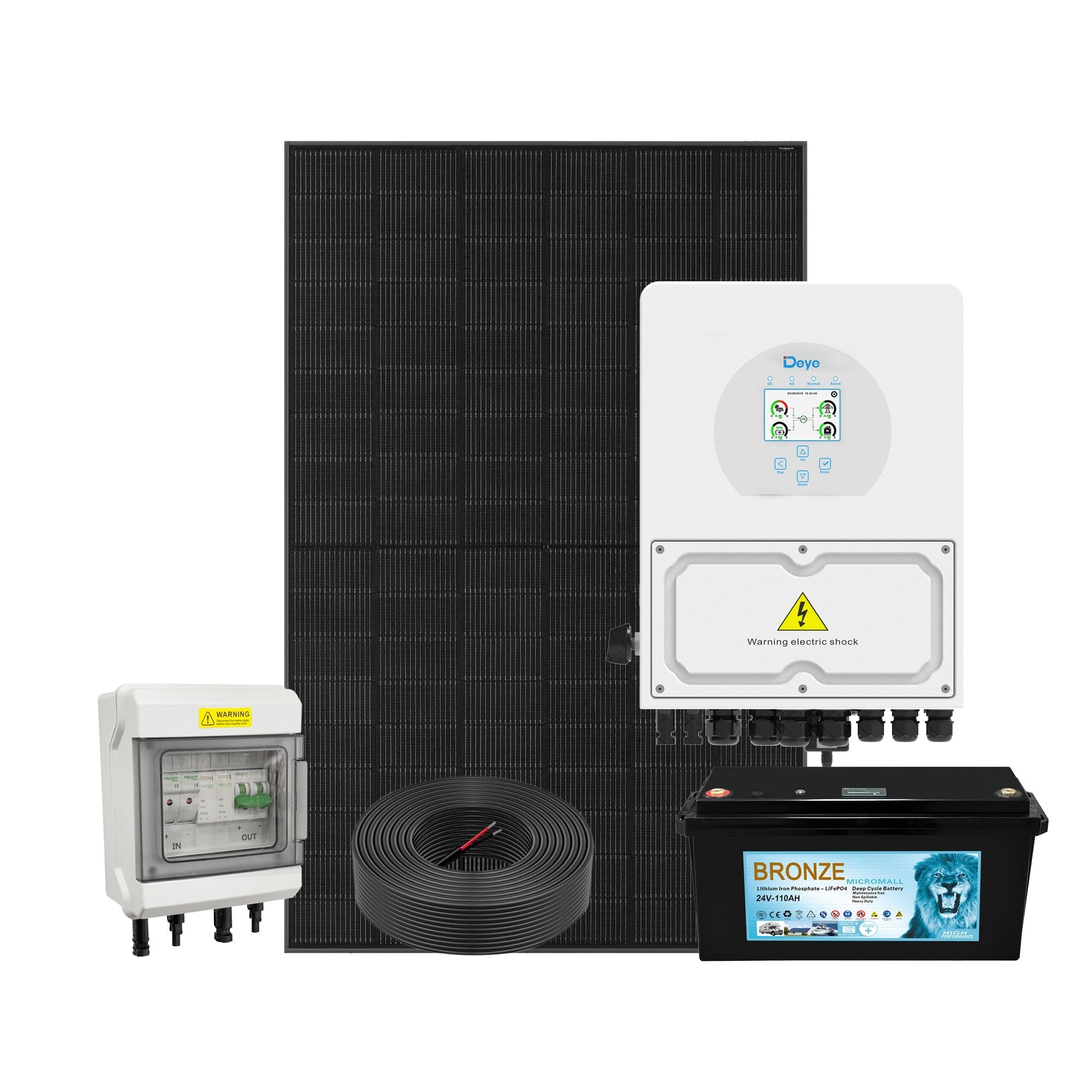 5 Panels 24V Small Home Solar System - 3kW Hybrid Inverter 110Ah Battery 1 5 Panels 24V Small - DY3K24V-JA5 front view | NZ Depot