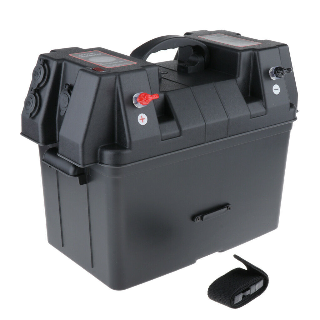 Battery Box with Voltmeter Gauge and Charger for Cars Boats RVs and Trucks 1 Battery Box with Voltmeter - BOX-2 front view | NZ Depot