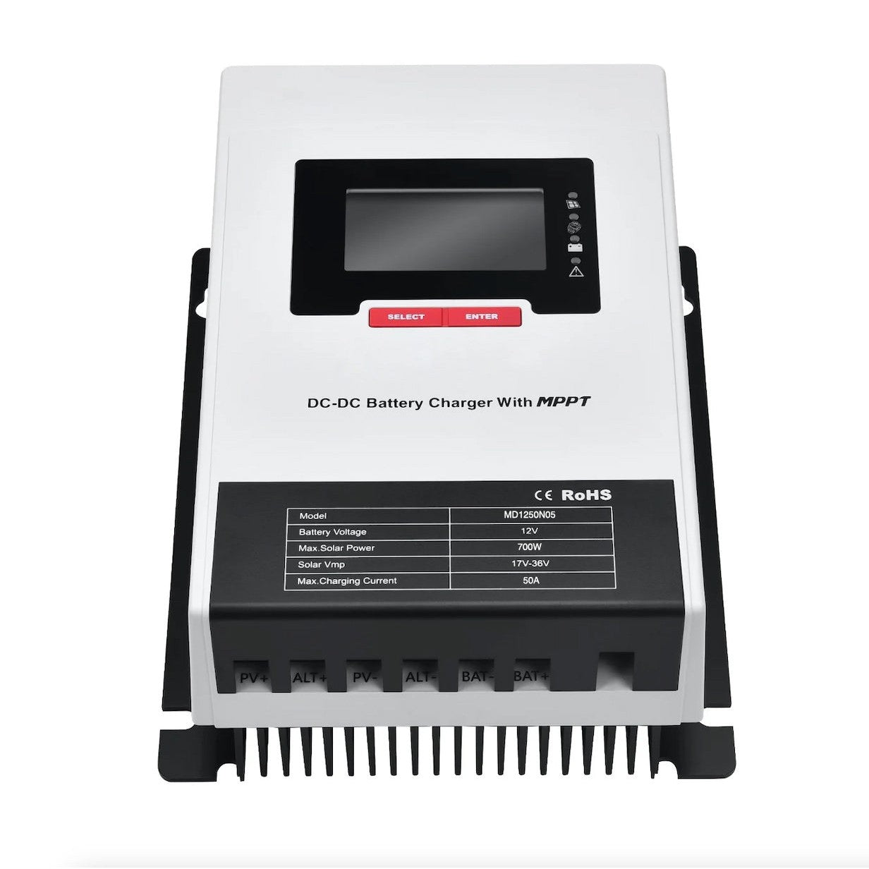 SRNE MD1250N05 MD Series 50A DC-DC Charger with MPPT Dual-battery Controller 1 SRNE MD1250N05 MD Series - MD1250N05 front view | NZ Depot