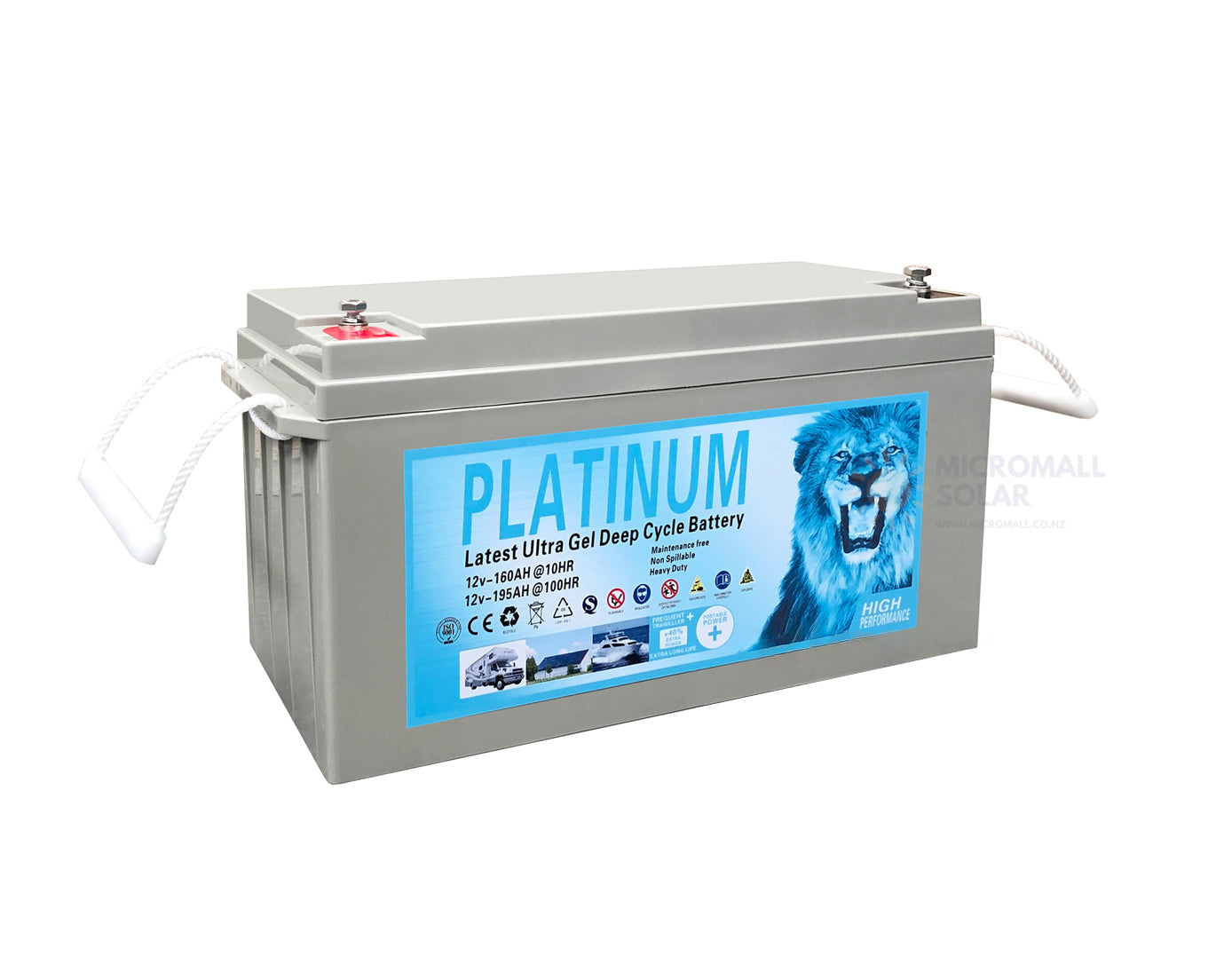 Solar Battery 160Ah 195Ah 100hr 12V AGM GEL 2.0 Deep Cycle Solar Battery 1 Solar Battery 160Ah 195Ah - BTG-12V195 front view | NZ Depot