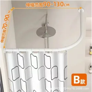 Buy Curved Shower Curtain Rod No Drilling Adjustable L Shape - White Online - Homeware Clearance Sale - - 2 - NZ Depot Delivery