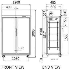 Buy Double Glass Door Upright Display Fridge LC-1200FS Online - Commercial Fridges - 2 - NZ Depot Delivery