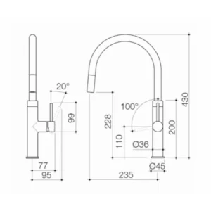 Buy Kitchen Sink Mixer - CAROMA Liano II Pull Out Sink Mixer - Brushed Nickel Online - Taps - Kitchen Mixer - 2 - NZ Depot Delivery