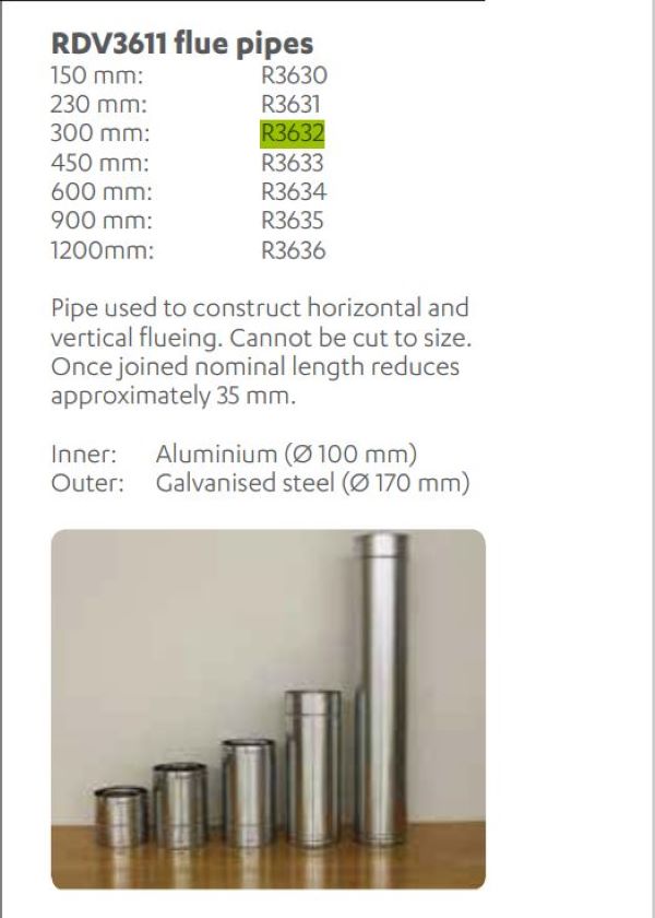Rinnai R3632 - Flue DV Straight Pipe 300 MM 1 Rinnai R3632 - Flue DV Straight Pipe 300 MM | NZ Depot
