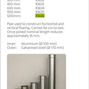 Rinnai R3636 - Flue DV Straight Pipe 1200 MM | NZ Depot