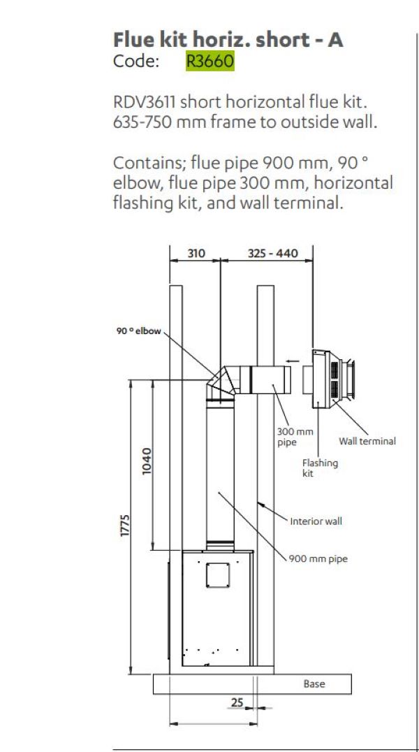 Rinnai R3660 - Flue Kit DV Horizontal A 1 Rinnai R3660 - Flue Kit DV Horizontal A | NZ Depot