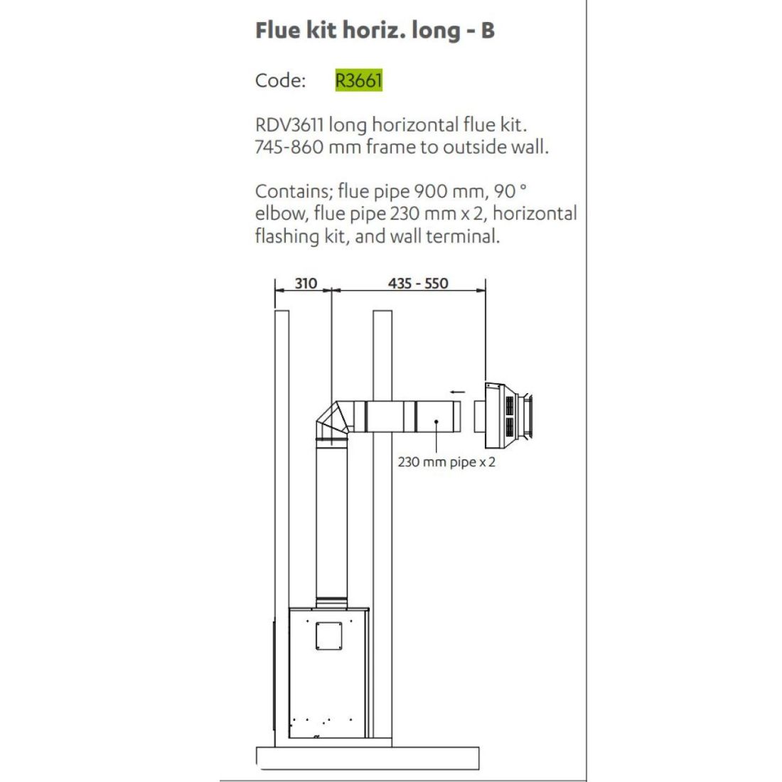 Rinnai R3661 - Flue Kit DV Horizontal B 1 Rinnai R3661 - Flue Kit DV Horizontal B | NZ Depot