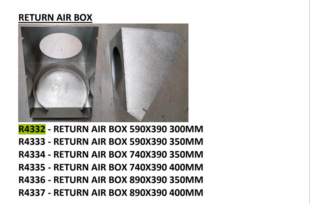 Rinnai R4332 - Return Air Box 590X390 300MM 1 Rinnai R4332 - Return Air Box 590X390 300MM | NZ Depot
