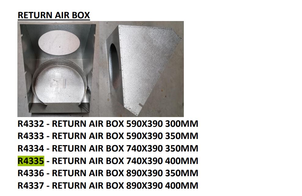 Rinnai R4335 - Return Air Box 740X390 400MM 1 Rinnai R4335 - Return Air Box 740X390 400MM | NZ Depot