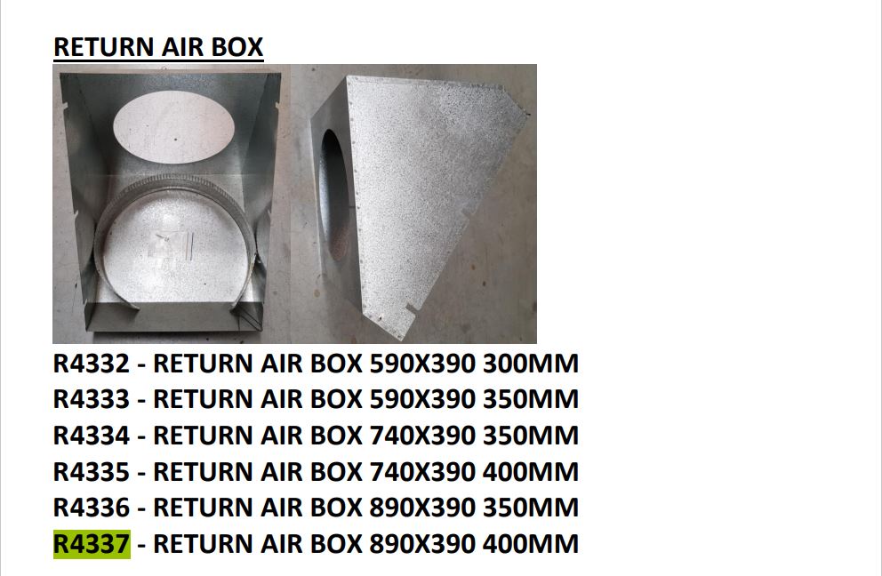 Rinnai R4337 - Return Air Box 890X390 400MM 1 Rinnai R4337 - Return Air Box 890X390 400MM | NZ Depot