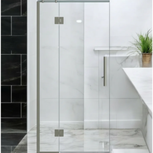 Buy Shower Glass - Stream Series Swing Door 970mm Brushed Nickel Frame Online - Shower Enclosures - Frameless Shower - 1 - NZ Depot Delivery