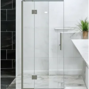 Buy Shower Glass - Stream Series Swing Door 1170mm Brushed Nickel Frame Online - Shower Enclosures - Frameless Shower - 1 - NZ Depot Delivery