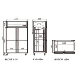 Buy Stainless Steel Four Door Freezer/Fridge CFD-40D4F Online - Commercial Freezers - 2 - NZ Depot Delivery