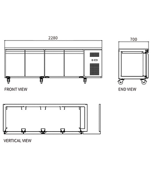 Stainless Steel Four Door Workbench Freezer GNF2280T4 - GNF2280T4 - Snow Village Commercial Fridge - 2 - NZ Depot Buy Stainless Steel Four Door Workbench Freezer GNF2280T4 Online - Commercial Freezers - 2 - NZ Depot Delivery