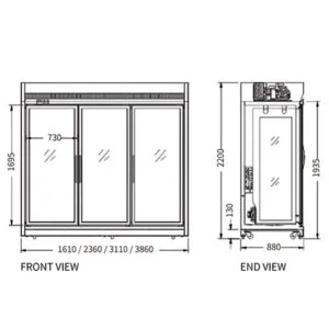 Buy Triple Glass Door Meat Hanging Freezer XC-ZDR-16 Online - Commercial Freezers - 2 - NZ Depot Delivery