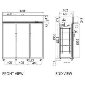 Buy Triple Glass Door Upright Display Fridge LC-1800FS Online - Commercial Fridges - 2 - NZ Depot Delivery