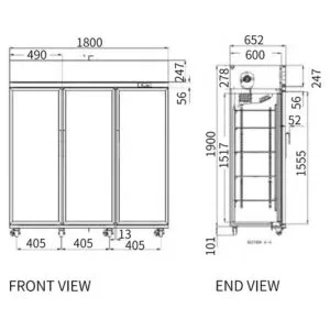 Buy Triple Glass Door Upright Display Fridge LC-1800FS Online - Commercial Fridges - 2 - NZ Depot Delivery